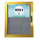 Carter Gold MERV 8 washable electrostatic HVAC furnace filter with gold anodized aluminum frame and lifetime warranty