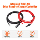 RICH SOLAR 10 Gauge Extension Cable to Connect Solar Panel to Charge Controller | Pair of 10AWG Red and Black Extension Wires for Solar Panel to Charge Controller | Choose Cable Length: 10ft, 20ft, 30ft