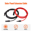 RICH SOLAR 10 Gauge Solar Panel Extension Cable with Male and Female Solar Connector Ends | Pair of 10AWG Red and Black Extension Wire with Connectors on Both Ends | Choose Cable Length: 10ft, 15ft, 20ft, 30ft, 50ft, 75ft, 100ft