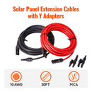 RICH SOLAR 10 Gauge Solar Panel Extension Cable with Male and Female Solar Connector Ends and Parallel Connectors | Pair of 10AWG Red and Black Extension Wire and Parallel Connectors | Choose Cable Length: 30ft, 50ft