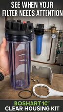 Boshart 10-inch clear filter housing kit in a utility room