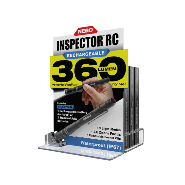 NEBO Inspector RC | IP67 Waterproof | Rechargeable | Flex Power | Pocket Size | 4X Zoom