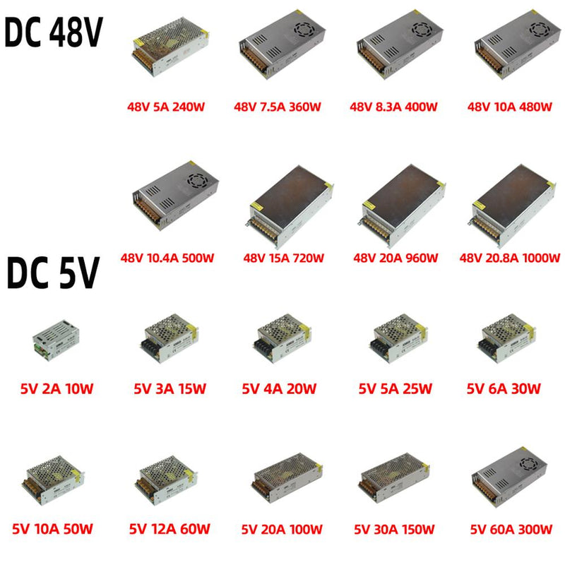 Switching AC to DC Power Supply AC 110V 220V To DC 5V 12V 24V 48V